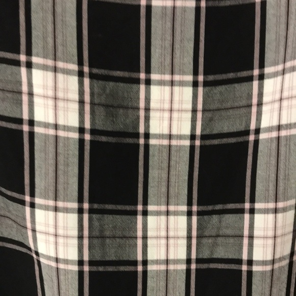 LOFT Women’s Tunic Split Sleeves with Ties Boat Neck Black White Plaid XXL - Picture 2 of 12